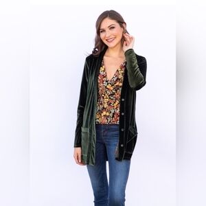 Evy's Tree "The Klara"  Green Velvet Cardigan XL